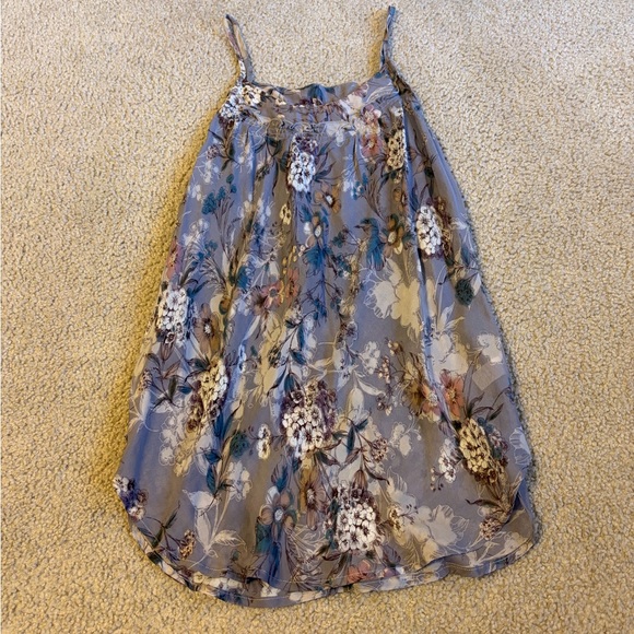 Bordeaux Tops - Bordeaux Floral 100% silk Tank Top - Lavender and Cream